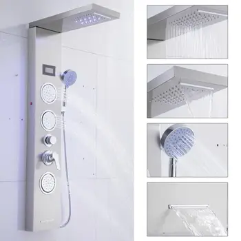 Stainless Steel Thermostatic Bathroom Shower Panel Set Smart Water-saving Waterfall Spray LCD Temperature Display Column Mixer
Stainless Steel Thermostatic Bathroom Shower Panel Set Smart Water-saving Waterfall Spray LCD Temperature Display Column Mixer