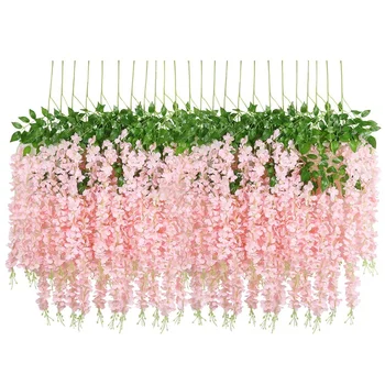 24 Pack 3.6 Feet/Piece Artificial Fake Wisteria Vine Hanging Garland Silk Flowers String Home Party Wedding Decor Extra Long and 
24 Pack 3.6 Feet/Piece Artificial Fake Wisteria Vine Hanging Garland Silk Flowers String Home Party Wedding Decor Extra Long and
