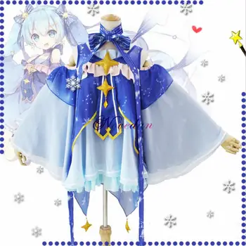 

Anime Vocaloid Hatsune Miku Cosplay Costume Snow Princess Miku Cosplay Lolita Kimono Dress Carnival Halloween Costumes For Women