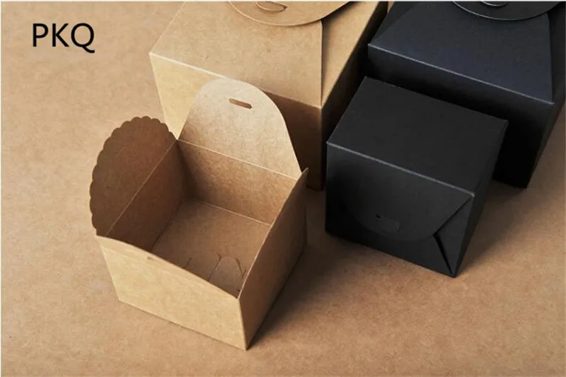 pcs kraft paper candy box square cardboard packaging boxes black