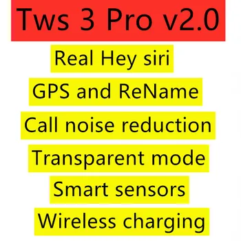 Tws 3 Pro v2.0 Bluetooth Earphones 5.0 Smart Sensor Wireless charging Noise Reduction microphone Superpods Pro For IOS Android
Tws 3 Pro v2.0 Bluetooth Earphones 5.0 Smart Sensor Wireless charging Noise Reduction microphone Superpods Pro For IOS Android