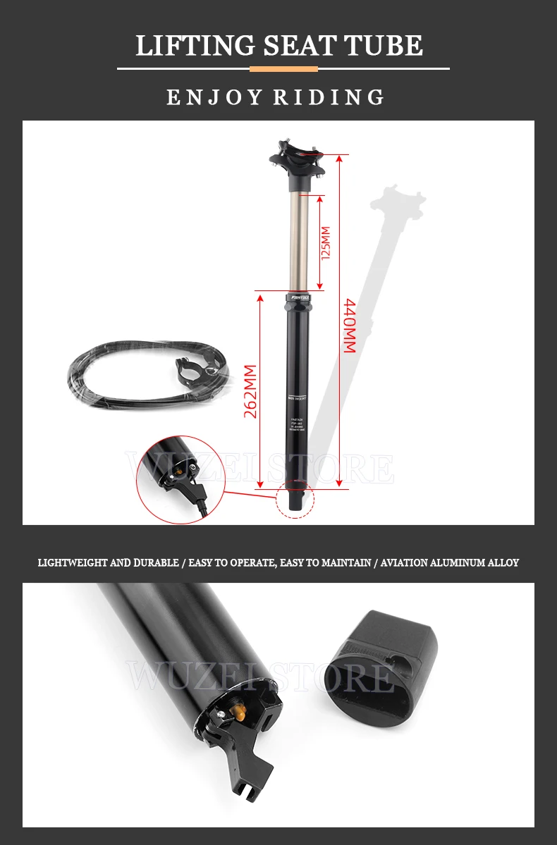 FASTACE MTB Height Adjustable Air Seatpost Dropper 30.9/31.6mm 440mm Internal Routing External Cable Remote 125mm Travel Seat FASTACE MTB Height Adjustable Air Seatpost Dropper 30.9/31.6mm 440mm Internal Routing External Cable Remote 125mm Travel Seat