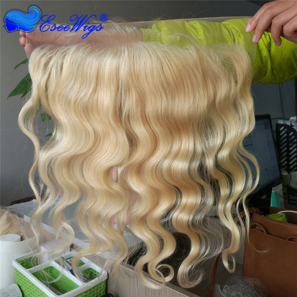 Eseewigs блондинка 613 13X4 кружева фронтальные волнистые перуанские Волосы remy