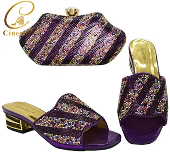New Fashion African Italian Shoes and Bag Set Purple Color Matching Women Shoes and Bag Set Decorated with Rhinestone Nigerian 
New Fashion African Italian Shoes and Bag Set Purple Color Matching Women Shoes and Bag Set Decorated with Rhinestone Nigerian