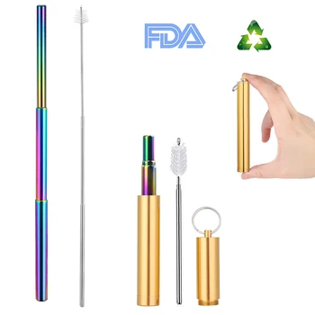 Telescopic Metal Drinking Straw Collapsible Reusable Straw Portable Stainless Steel Straw with Case and Brush..
Telescopic Metal Drinking Straw Collapsible Reusable Straw Portable Stainless Steel Straw with Case and Brush..