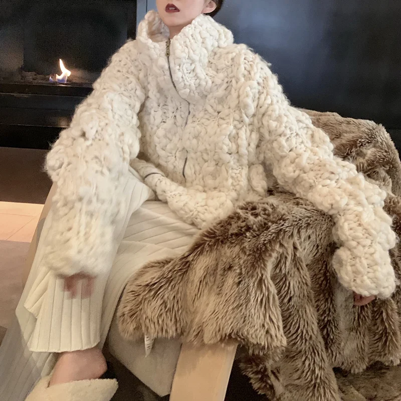 Фото 2020 осенне-зимнее женское трикотажное модное супер плотное 70% шерстяное пальто