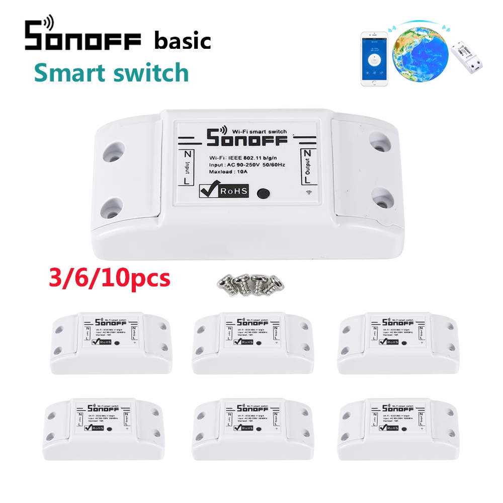 3/5/6/10pcs Itead Sonoff Smart WiFi Basic R2 Switch Module APP eWeLink remote control smart home automation kit
3/5/6/10pcs Itead Sonoff Smart WiFi Basic R2 Switch Module APP eWeLink remote control smart home automation kit