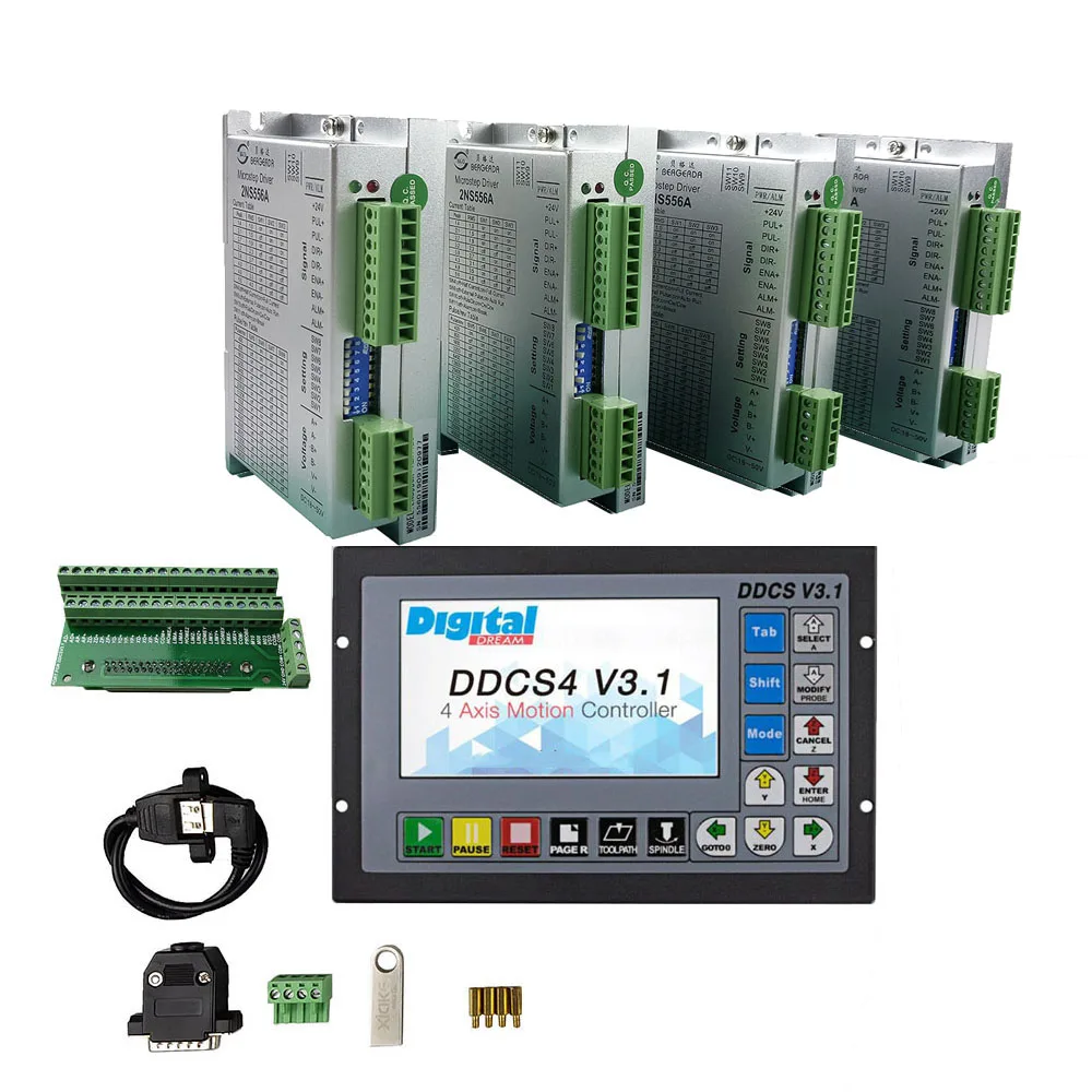Фрезерный станок с ЧПУ 3/4-оси комплект 1 шт. контроллер DDCSV3.1 + шаговые двигатели диски 2NS556A для 3NM NEMA23/34
Фрезерный станок с ЧПУ 3/4-оси комплект 1 шт. контроллер DDCSV3.1 + шаговые двигатели диски 2NS556A для 3NM NEMA23/34