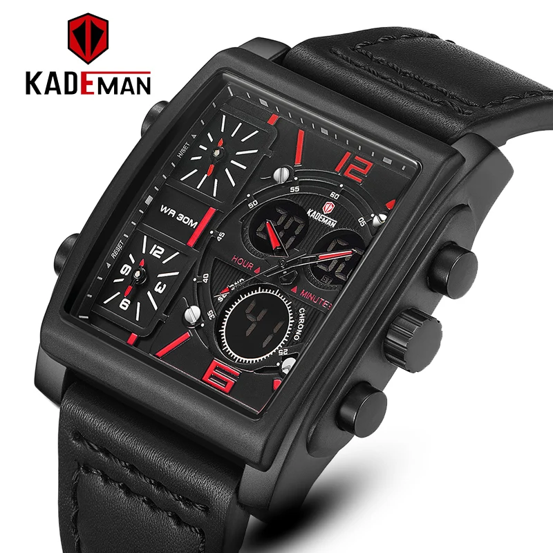KADEMAN brand men sports watches 4 time zone big man fashion military LED watch leather quartz wristwatches relogio masculino 
KADEMAN brand men sports watches 4 time zone big man fashion military LED watch leather quartz wristwatches relogio masculino