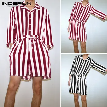 INCERUN Korean Casual Men Retro Stripe 3/4 Sleeve Lapel Jumpsuit Fashion Elegant Social Loose Belt Mens Overalls Street Rompers
INCERUN Korean Casual Men Retro Stripe 3/4 Sleeve Lapel Jumpsuit Fashion Elegant Social Loose Belt Mens Overalls Street Rompers