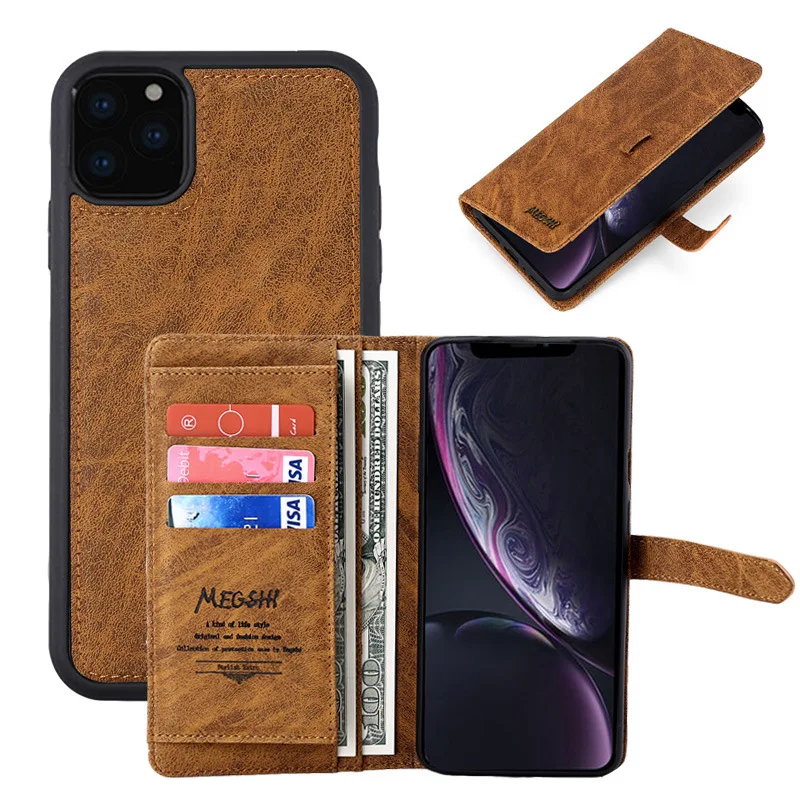Lefon Магнитный съемный чехол кошелек для iPhone 11 2019 PU кожаный Чехлы смартфонов Pro Max