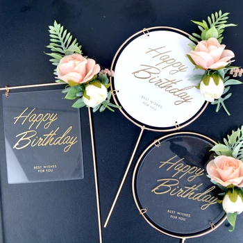 1Set DIY Acrylic Cupcake Toppers Happy Birthday Artificial Silk Flowers Baby Shower Decoration Fake Plants Baking Party Supplies 
1Set DIY Acrylic Cupcake Toppers Happy Birthday Artificial Silk Flowers Baby Shower Decoration Fake Plants Baking Party Supplies