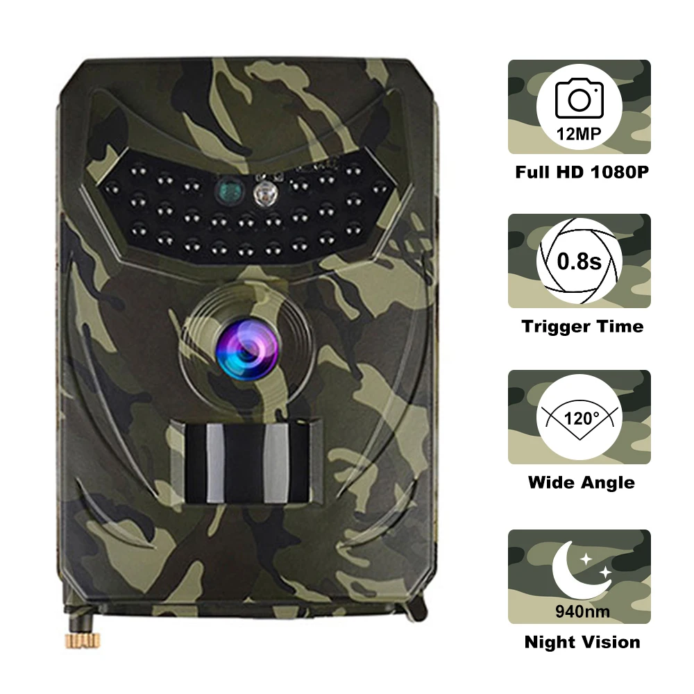 Hunting Camera 940nm Night Vision Sight Camera Outdoor Waterproof IP56 Camera 1080P 12MP Photo 120 Degree Angle Wild Camera
Hunting Camera 940nm Night Vision Sight Camera Outdoor Waterproof IP56 Camera 1080P 12MP Photo 120 Degree Angle Wild Camera