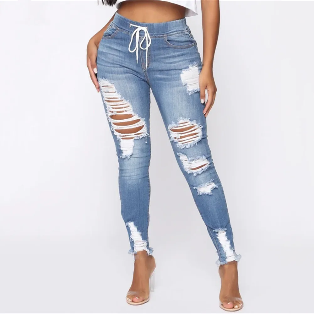 3Y Cross Border Amazon Wish European And American Foreign Trade Medium Waist Rubber High Elastic Broken Hole Jeans Women's Pants
3Y Cross Border Amazon Wish European And American Foreign Trade Medium Waist Rubber High Elastic Broken Hole Jeans Women's Pants