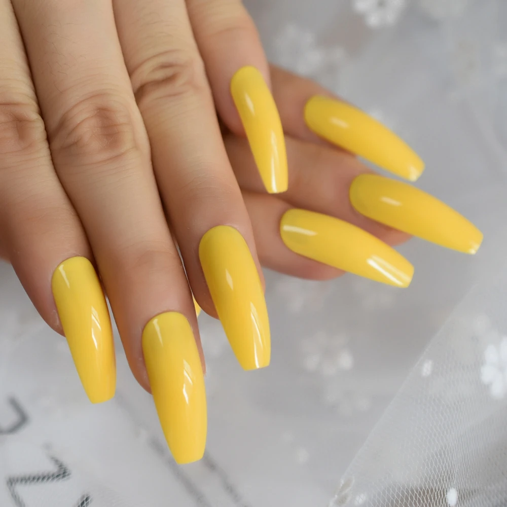 Extra Long Ballerina Nails Neon Yellow Glossy Fake Nai Art Tips Full Cover Artificial Tips Natural Salon Professional Products
Extra Long Ballerina Nails Neon Yellow Glossy Fake Nai Art Tips Full Cover Artificial Tips Natural Salon Professional Products