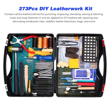 273 Pieces Leather Working Tools and Supplies with Leather Tool Box Cutting Mat Hammer Stamping Tools Needles Snaps and Rivets
273 Pieces Leather Working Tools and Supplies with Leather Tool Box Cutting Mat Hammer Stamping Tools Needles Snaps and Rivets