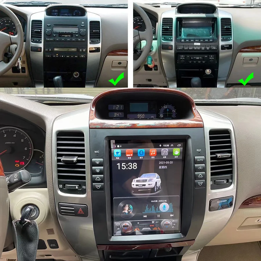 Для Lexus GX470 радио Android 11 для Toyota Land Cruiser 120 Prado 10 4 дюймов экран Tesla стерео