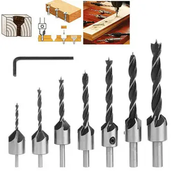 7pcs Drill Bits Three-pointed Woodwork Countersink Chamfer Positioner Reaming HSS 3 -10mm Drill Bit W/ Hexagonal Wrench
7pcs Drill Bits Three-pointed Woodwork Countersink Chamfer Positioner Reaming HSS 3 -10mm Drill Bit W/ Hexagonal Wrench