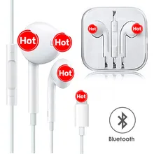 Para apple iphone 7 em fones de ouvido estéreo com microfone com fio bluetooth fone de ouvido para iphone 8 7 plus x xr xs max 10(China)