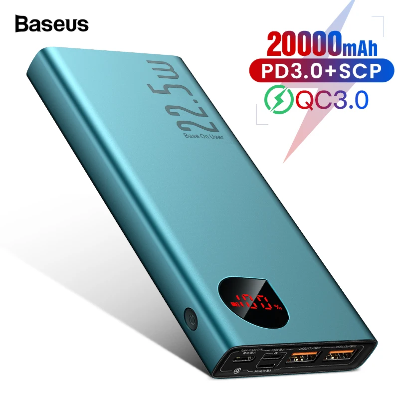 Baseus 20000mAh Power Bank USB C PD Quick Charge 3.0 5A SCP Powerbank For Huawei Xiaomi iPhone Portable External Battery Charger
Baseus 20000mAh Power Bank USB C PD Quick Charge 3.0 5A SCP Powerbank For Huawei Xiaomi iPhone Portable External Battery Charger