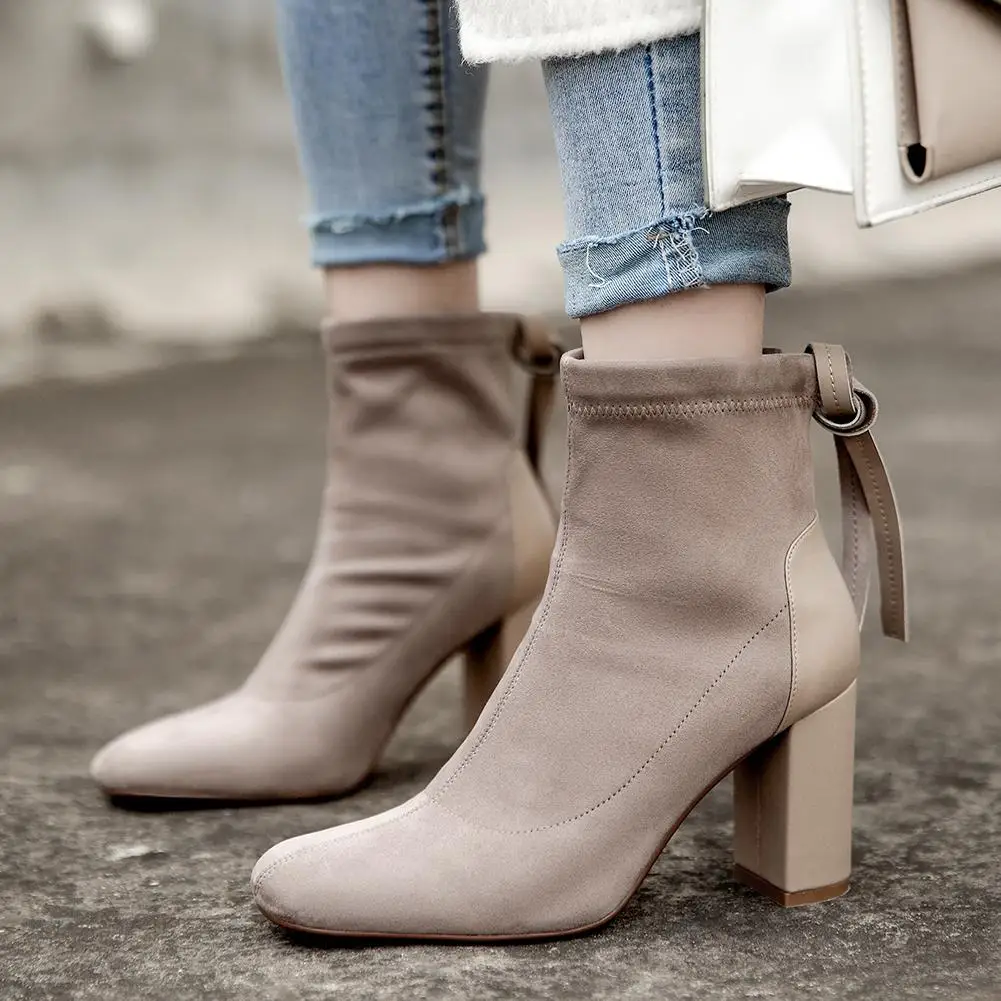 SARAIRIS Brand Design SALE Top Quality Kid Suede Chunky High Heels Ankle Boots Woman Shoes Slip On Shoes Women Boots
SARAIRIS Brand Design SALE Top Quality Kid Suede Chunky High Heels Ankle Boots Woman Shoes Slip On Shoes Women Boots