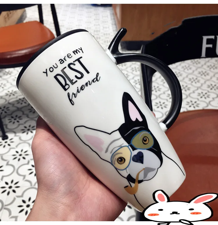 Taza de cerámica de Bull Terrier, Shiba Inu, Corgi o Bulldog Francés con mango de cola y tapa opcional Taza de cerámica de Bull Terrier, Shiba Inu, Corgi o Bulldog Francés con mango de cola y tapa opcional