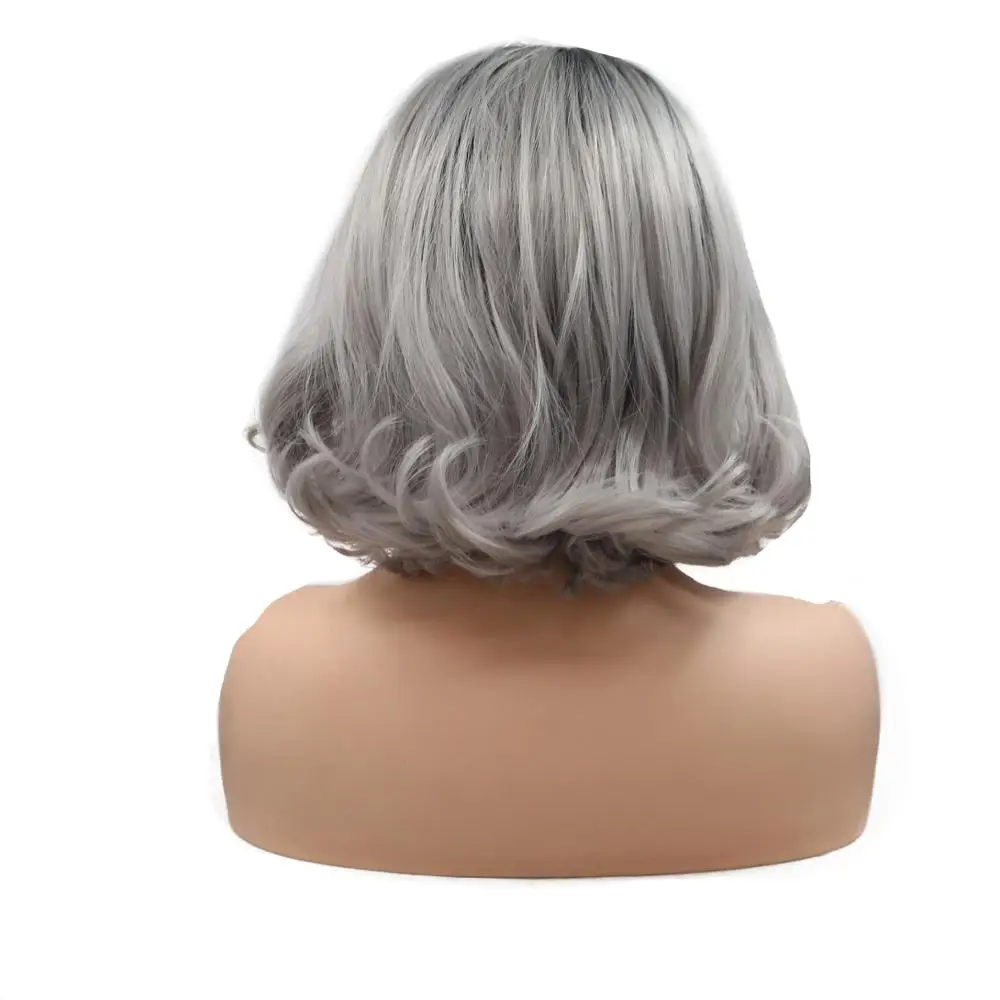 Vaya Cosa Sistema De Reemplazo De Pelo Corto Gris Plateado Tupe Para Mujeres Rizado Resistente Al Calor Toda La Red Transpirable Atada A Mano Con Clips