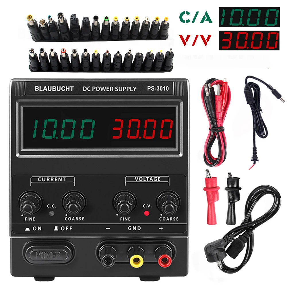 30V 10A Adjustable DC Power-Supply Laboratory Regulated Switched Bench Power Source Digital Voltage Stabilize
30V 10A Adjustable DC Power-Supply Laboratory Regulated Switched Bench Power Source Digital Voltage Stabilize