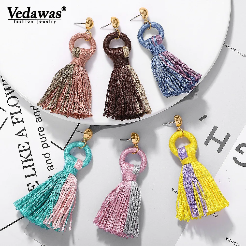 

Vedawas Bohemia Fringed Tassel Earrings for Women Handmade Bijoux Long Drop Dangle Earings Female Party Vacation Gifts Jewelry