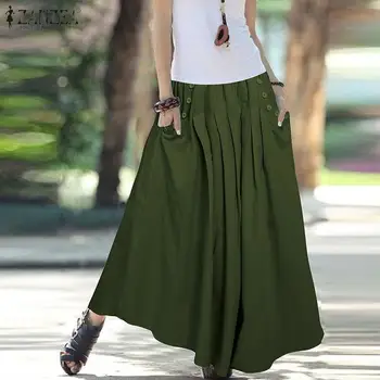 Solid Beach Summer Casual Long Maxi Skirt Women Bottoms Faldas Pockets Sundress ZANZEA Elastic Waist Robe Vestidos Plus Size 5XL
Solid Beach Summer Casual Long Maxi Skirt Women Bottoms Faldas Pockets Sundress ZANZEA Elastic Waist Robe Vestidos Plus Size 5XL