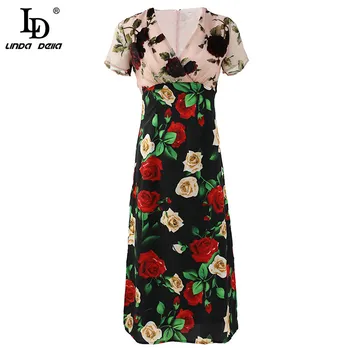 LD LINDA DELLA Fashion Runway High Split Midi Dress Women Velvet VNeck Multicolor Floral Print Summer Vintage Ladies Midi Dress
LD LINDA DELLA Fashion Runway High Split Midi Dress Women Velvet VNeck Multicolor Floral Print Summer Vintage Ladies Midi Dress