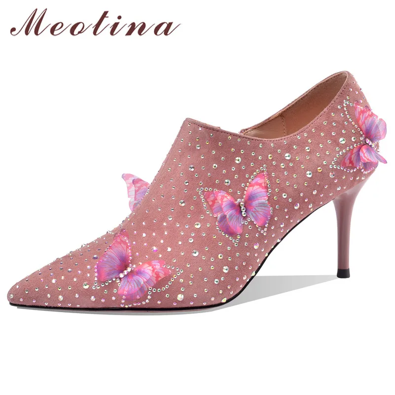 Meotina High Heels Women Pumps Kid Suede Crystal Thin High Heel Party Shoes Real Leather Zipper Pointed Toe Shoes Ladies Size 40
Meotina High Heels Women Pumps Kid Suede Crystal Thin High Heel Party Shoes Real Leather Zipper Pointed Toe Shoes Ladies Size 40