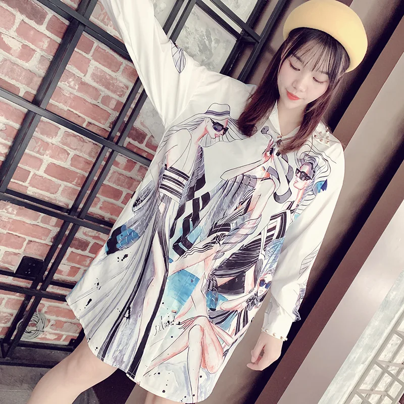 2020 New Arrival Women Spring Long Sleeve Fashion Print Loose Long Shirt Cardigan Female Streetwear Hip Hop White Blouses Tops 
2020 New Arrival Women Spring Long Sleeve Fashion Print Loose Long Shirt Cardigan Female Streetwear Hip Hop White Blouses Tops