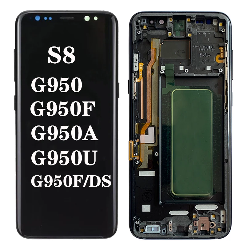 

Original G950F LCD For Samsung S8 Display With Black Frame 5.8" SM-G950F/DS G950U G950A LCD Touch Screen Parts Assembly