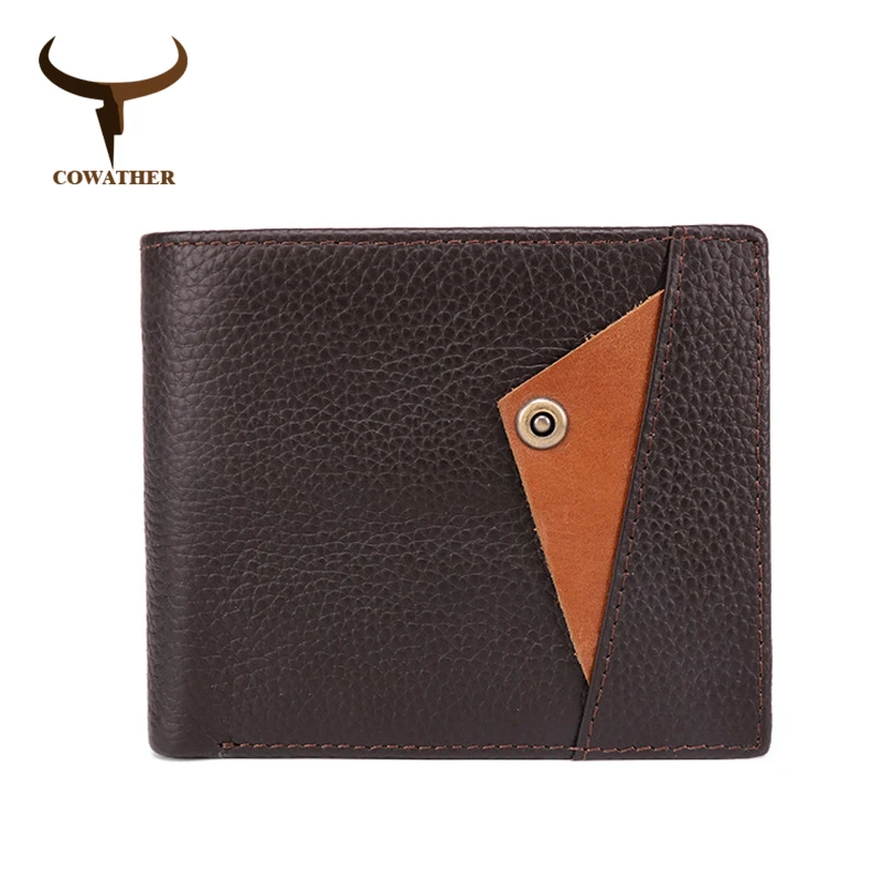 

COWATHER short wallet for men top quality cow genuine leather male purse fashion vintage cowhide wallets Q2094 free shipping