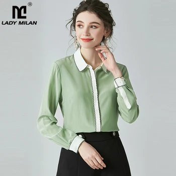 100% Pure Silk Women's Runway Shirt Turn Down Collar Embroidery Piping Elegant Fashion Casual Blouse Shirt
100% Pure Silk Women's Runway Shirt Turn Down Collar Embroidery Piping Elegant Fashion Casual Blouse Shirt