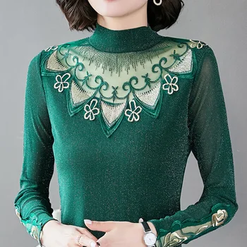 5XL Plus Size Woman tshirts New 2020 Autumn Turtleneck Long Sleeved Mesh Tops Elegant slim Hollow out Women t-shirts blusas
5XL Plus Size Woman tshirts New 2020 Autumn Turtleneck Long Sleeved Mesh Tops Elegant slim Hollow out Women t-shirts blusas