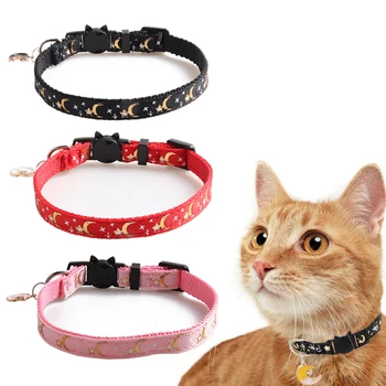 Breakaway Cat Collars with Bells Golden Moons and Stars Adjustable Safety Puppy Collar Glow in The Dark with Pendant
Breakaway Cat Collars with Bells Golden Moons and Stars Adjustable Safety Puppy Collar Glow in The Dark with Pendant