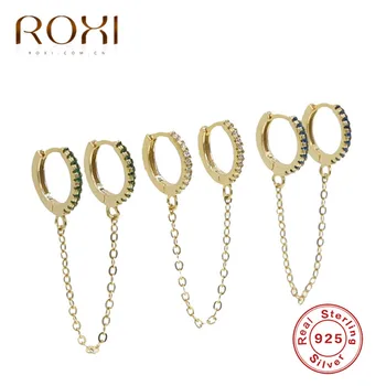 ROXI 925 Sterling Silver Micro Pave CZ Tassel Chain Small Hoop Earrings for Women 4Color Delicate Minimal Huggie Earring Brincos
ROXI 925 Sterling Silver Micro Pave CZ Tassel Chain Small Hoop Earrings for Women 4Color Delicate Minimal Huggie Earring Brincos