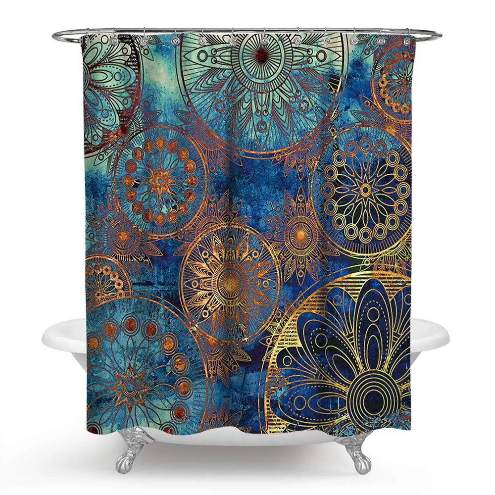 Golden Mandala Shower Curtain with Hooks 72x72 Inches Blue Extra Long Waterproof Decoration Polyester Cloth Bath Curtains Sets
Golden Mandala Shower Curtain with Hooks 72x72 Inches Blue Extra Long Waterproof Decoration Polyester Cloth Bath Curtains Sets