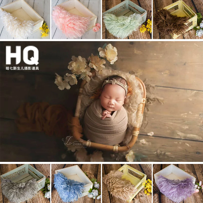 Реквизит для фотосъемки новорожденных меховое одеяло корзина наполнитель фото