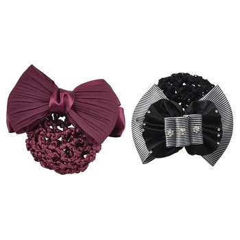 2 Pcs Hair Clip Women Ruched Bowknot Snood Net Barrette Hair Clip Bun Cover, Black & Wine Red
2 Pcs Hair Clip Women Ruched Bowknot Snood Net Barrette Hair Clip Bun Cover, Black & Wine Red