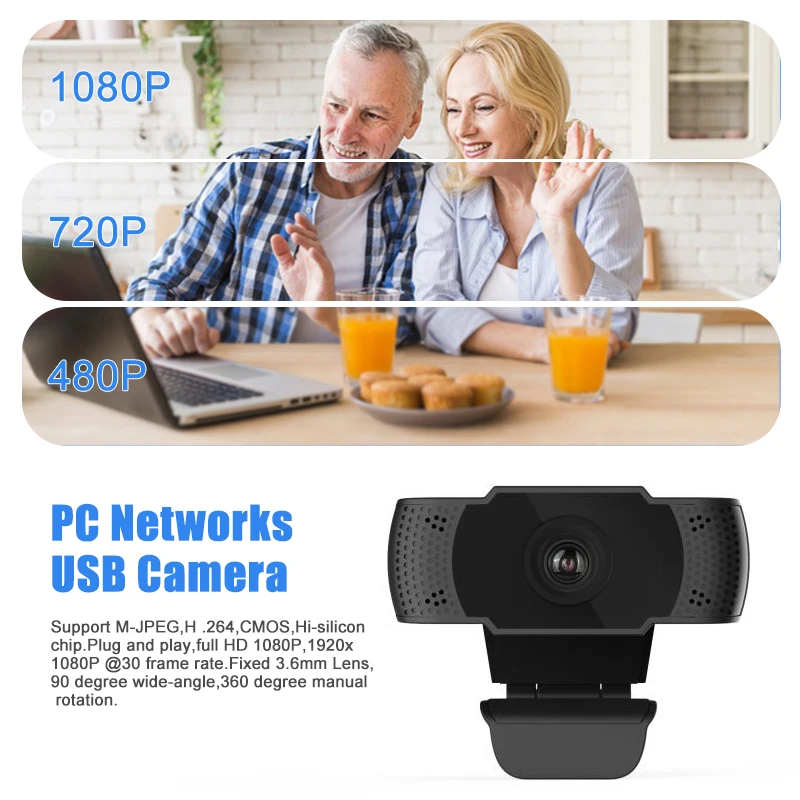 HD 1080P PC Networks USB Camera Built in Microphones for Laptops Desktops Computer VH99
HD 1080P PC Networks USB Camera Built in Microphones for Laptops Desktops Computer VH99