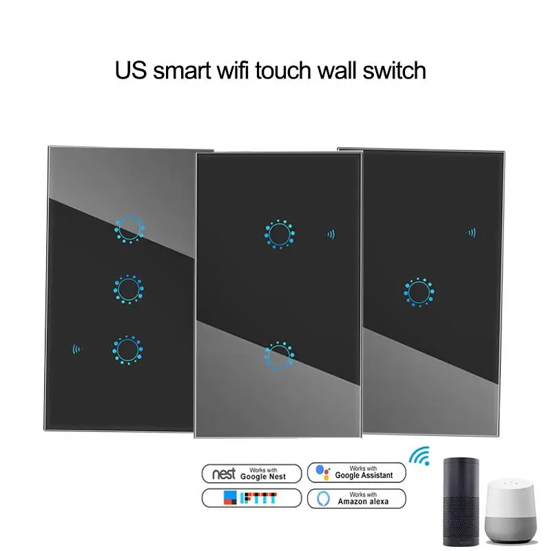 US black Smart Wifi Wall Touch Switch 1 2 3 Gang light Switch remote controller Ewelink APP Support Alexa Google home smart home
US black Smart Wifi Wall Touch Switch 1 2 3 Gang light Switch remote controller Ewelink APP Support Alexa Google home smart home