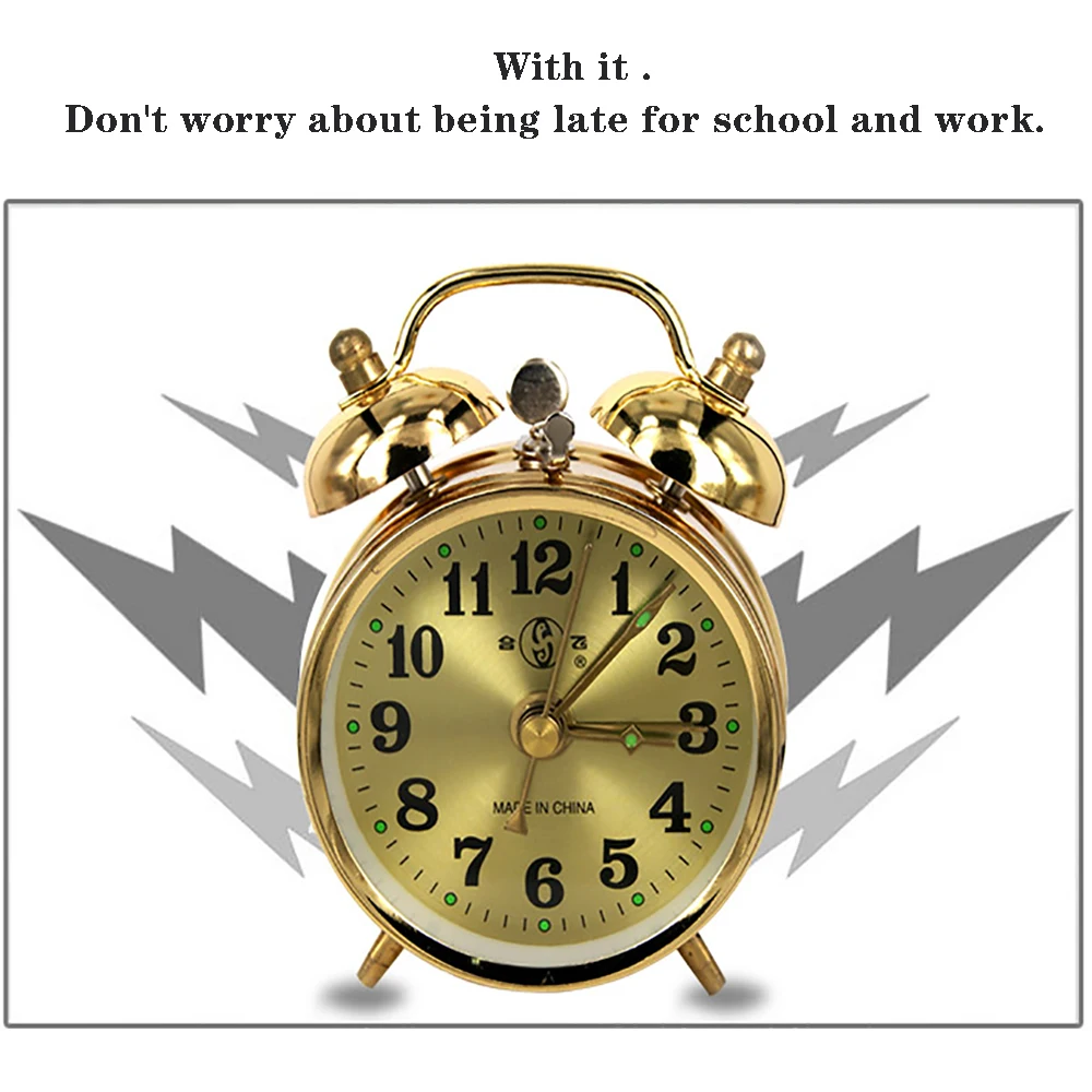 Generic Retro Gold Mechanical Alarm Clock Vintage Manual Wind Up Best