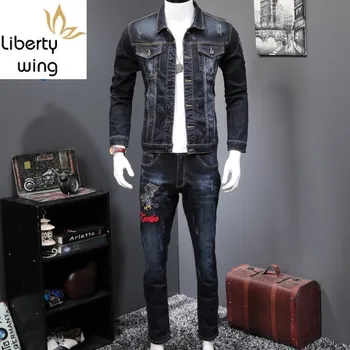 Spring New Fashion Men's 2 Piece Sets Vintage Embroidery Long Sleeve Slim Denim Jacket Coats And Jeans Pants Man Clothes
Spring New Fashion Men's 2 Piece Sets Vintage Embroidery Long Sleeve Slim Denim Jacket Coats And Jeans Pants Man Clothes