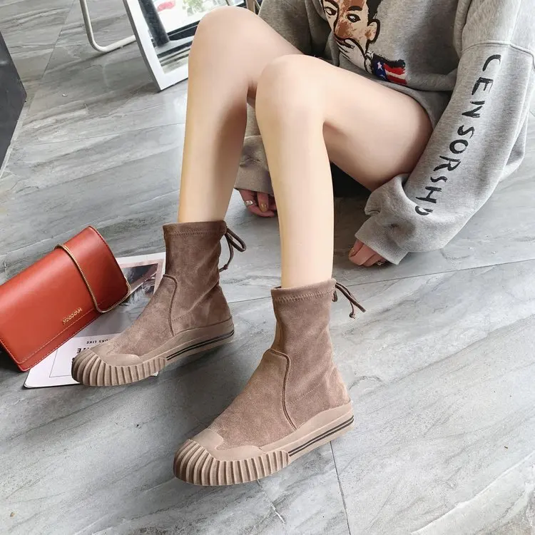 Shell head suede stretch cloth Martin boots motorcycle boots short boots flat shoes wild net red socks boots women's shoes tide
Shell head suede stretch cloth Martin boots motorcycle boots short boots flat shoes wild net red socks boots women's shoes tide