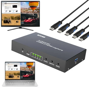 4x1 Quad HDMI Multi-Viewer 4 Channel Screen Switch HD 1080P 60fps USB3.0 Video Capture Card Game Recording Box PC Live Streaming
4x1 Quad HDMI Multi-Viewer 4 Channel Screen Switch HD 1080P 60fps USB3.0 Video Capture Card Game Recording Box PC Live Streaming