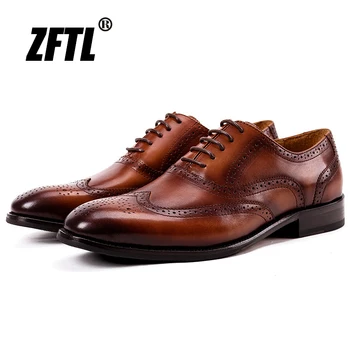 ZFTL Men's dress Business shoes Genuine cow leather Oxford shoes man Brogue shoes Carved retro Bullock Black Brown male formal
ZFTL Men's dress Business shoes Genuine cow leather Oxford shoes man Brogue shoes Carved retro Bullock Black Brown male formal