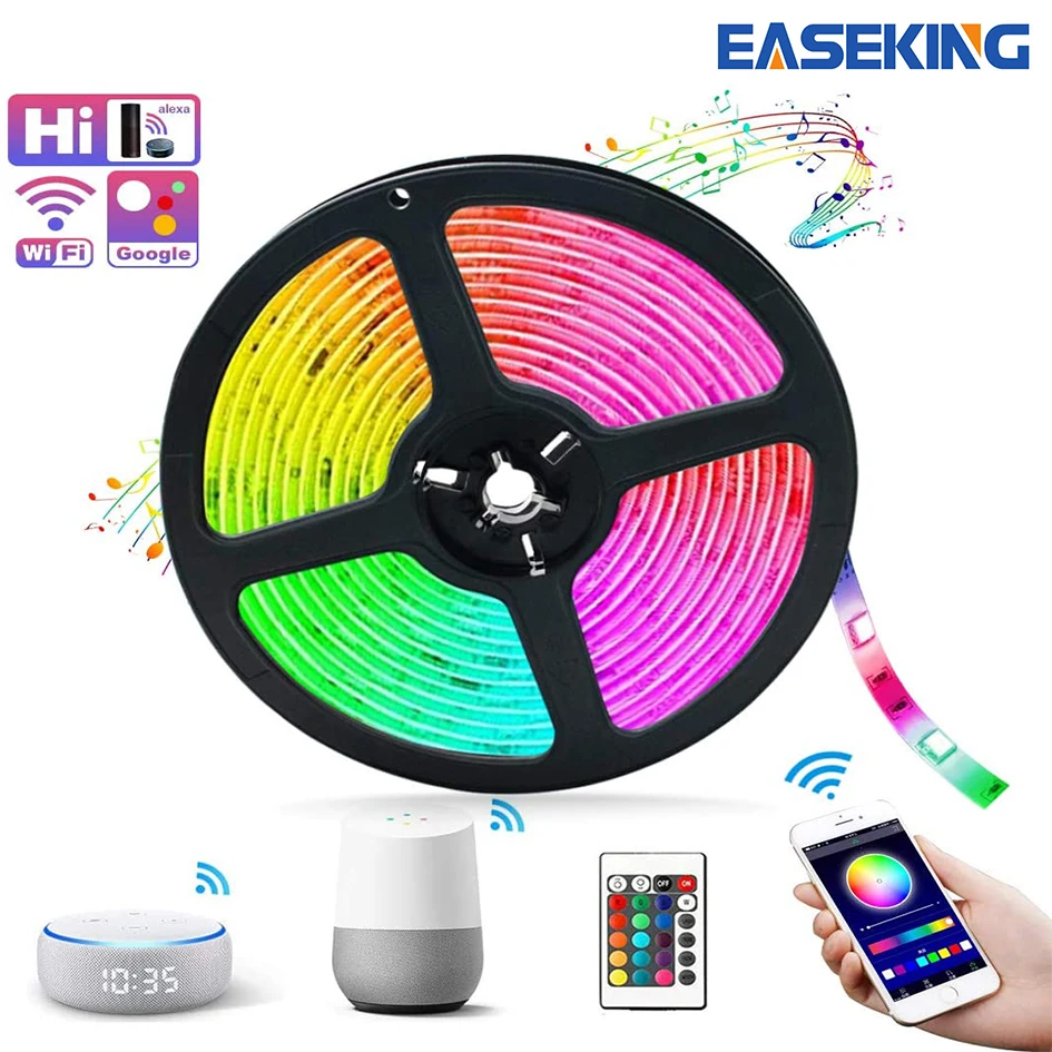 Easeking LED Strip Lights, 32.8ft WiFi Wireless Smart Phone Controlled Strip Light Kit 5050 RGB 300LEDs Lights With Power Supply
Easeking LED Strip Lights, 32.8ft WiFi Wireless Smart Phone Controlled Strip Light Kit 5050 RGB 300LEDs Lights With Power Supply